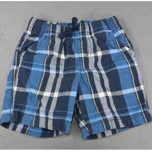 Jumping Beans Boys 3T Blue Plaid Cotton Shorts Adjustable Waist Drawstring